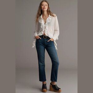NEW MOTHER Size 34 The Tripper Ankle High-Rise Crop Flare Jeans, Homecoming High